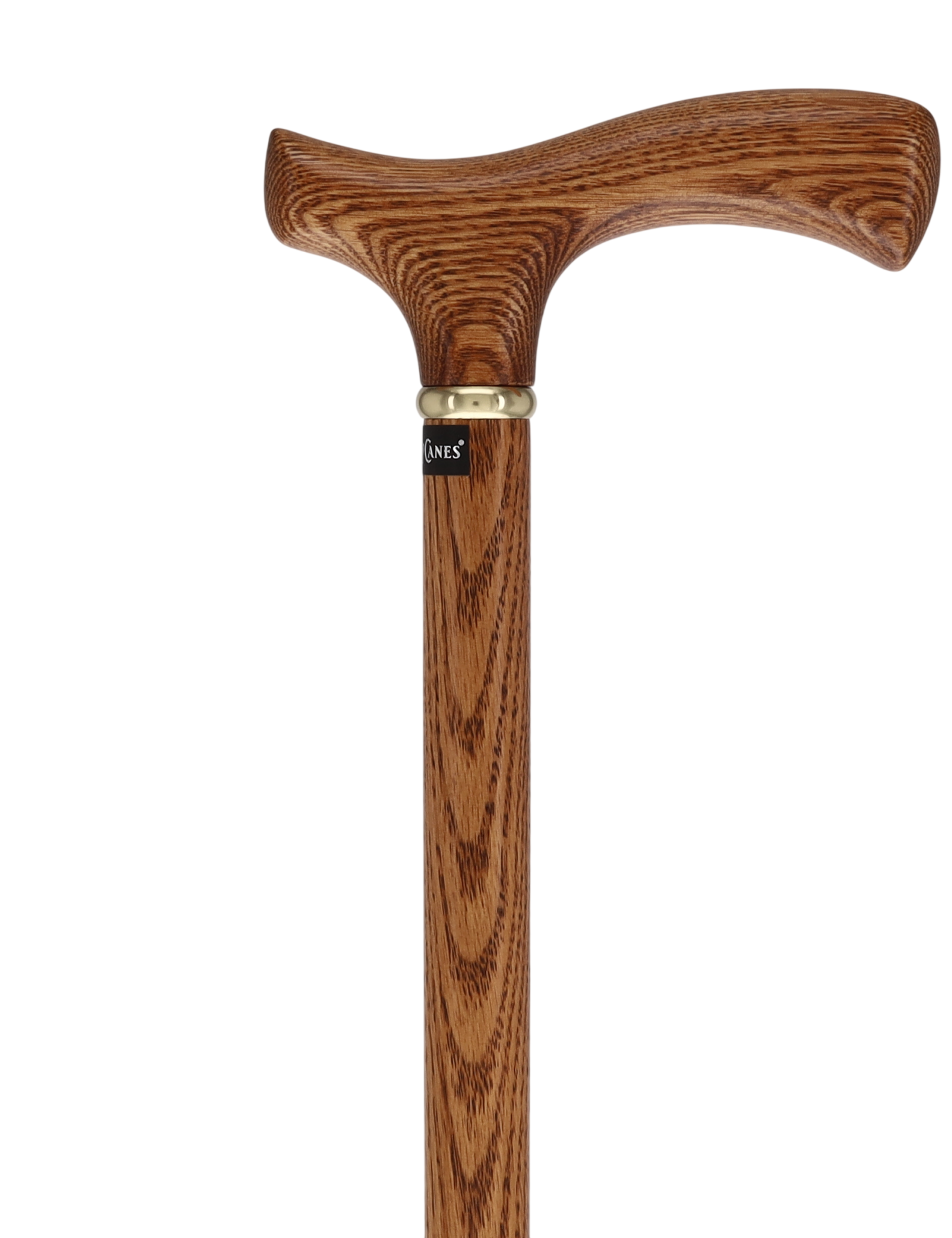 Handcrafted Oak Fritz Cane: Elegant Gold Collar