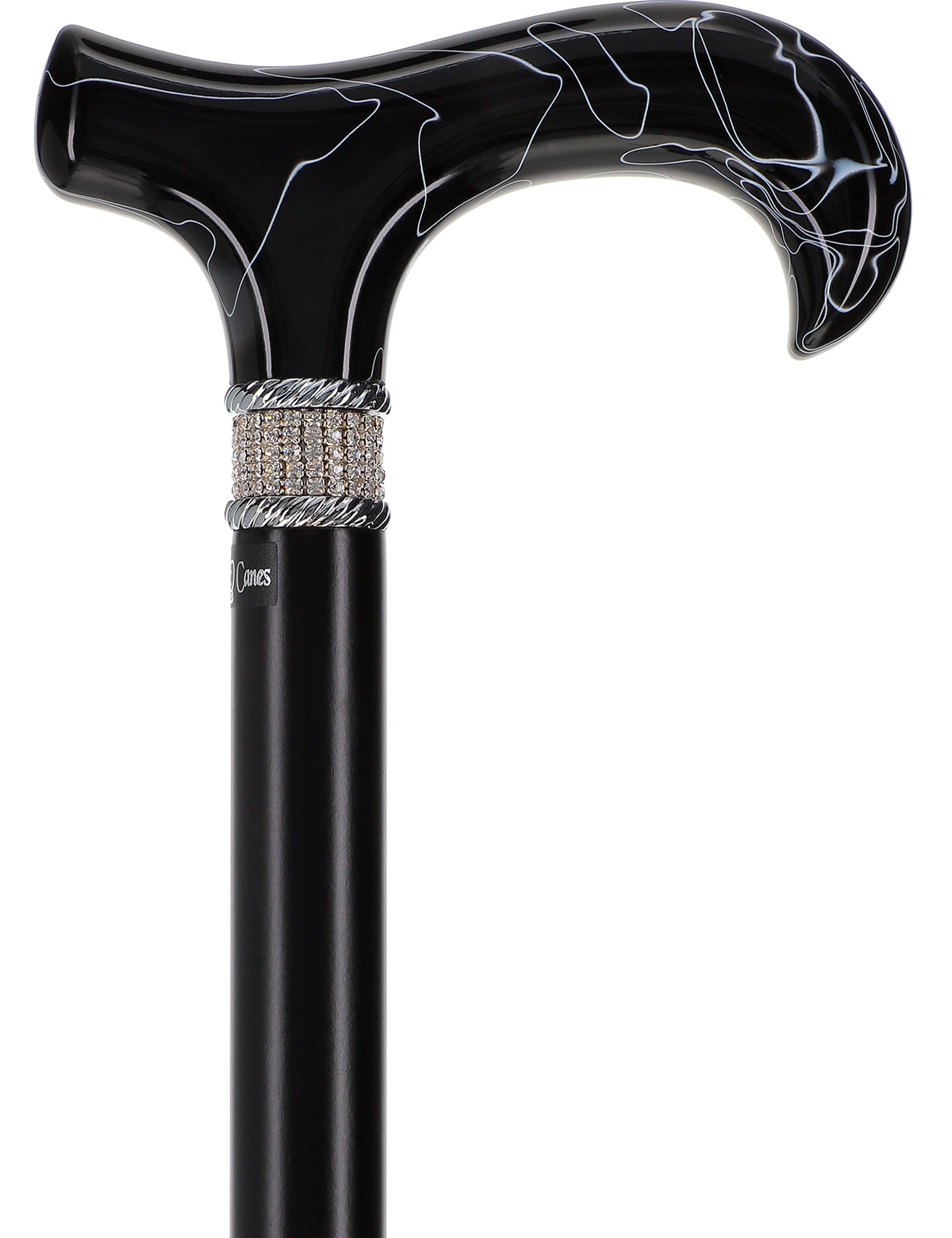 Extra Long Black Rhinestone Adjustable Orthopedic Derby Cane