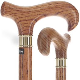 Scratch and Dent Extra Long, Super Strong Oak Derby Walking Cane w/ Brass collar V3212