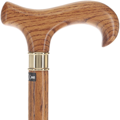 Scratch and Dent Extra Long, Super Strong Oak Derby Walking Cane w/ Brass collar V2056