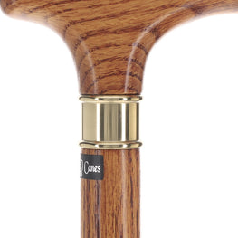 Super Strong Natural Oak Cane - Strong & Sturdy, Brass Collar, Comfy Derby Grip