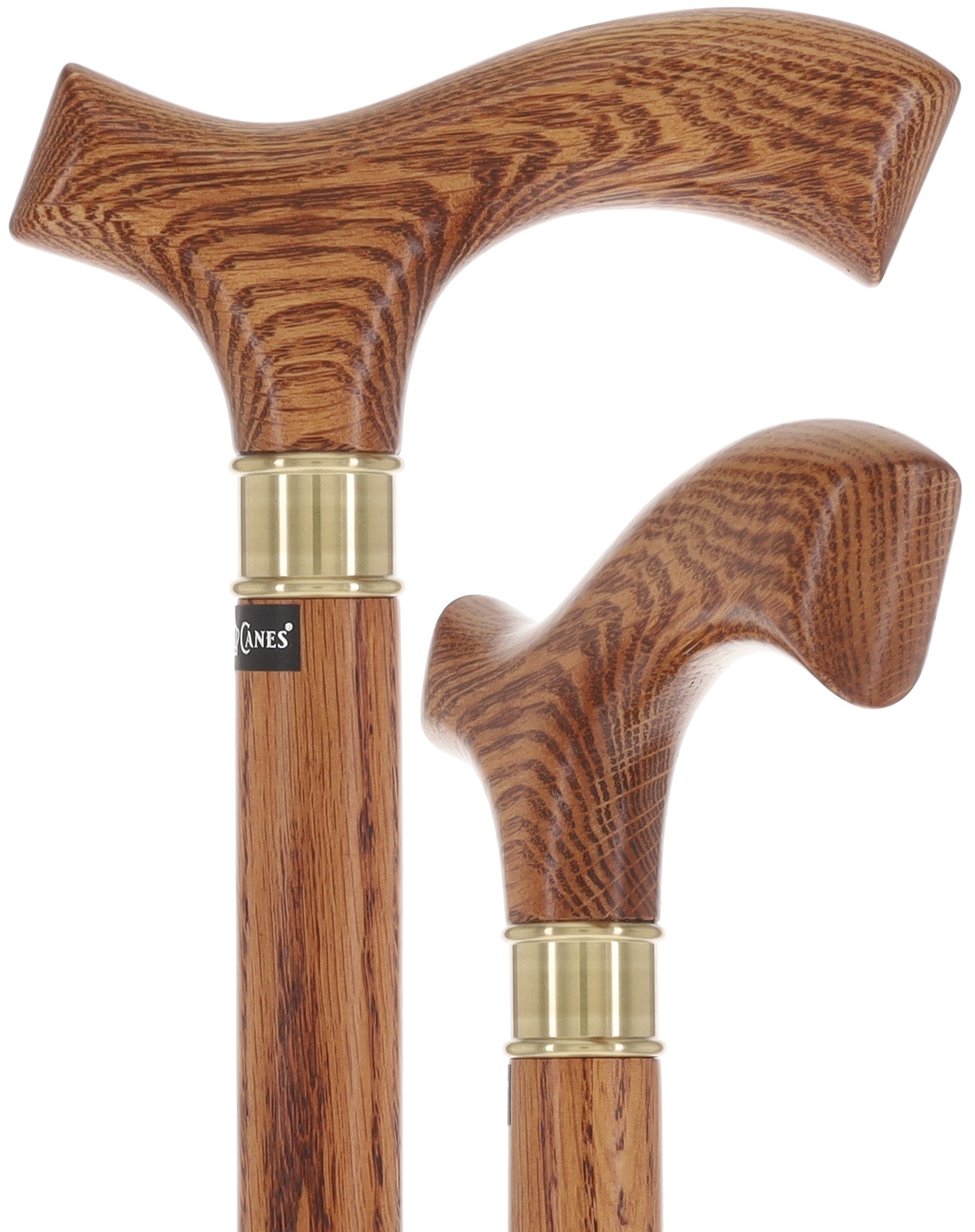 Elegant Fritz Oak Cane w/ Embossed Brass Collar