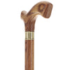 Super Strong Natural Oak Fritz Cane - Strong & Sturdy, Brass Collar, Comfy Fritz Grip