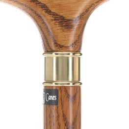 Super Strong Natural Oak Fritz Cane - Strong & Sturdy, Brass Collar, Comfy Fritz Grip