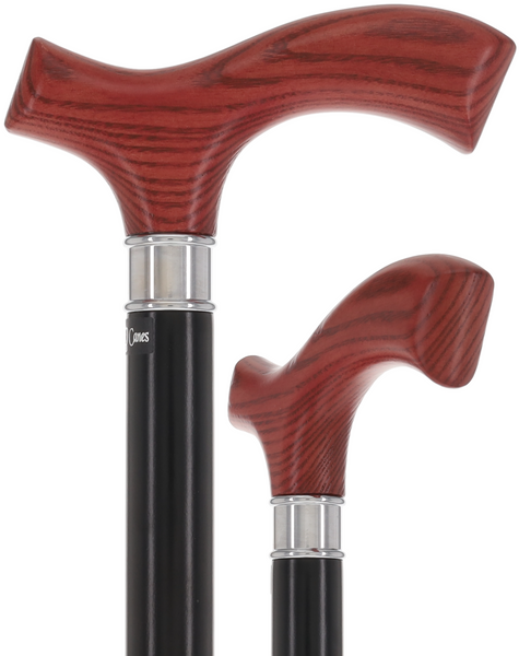 Extra Strong Mahogany Fritz Cane, Silver & Black Beechwood