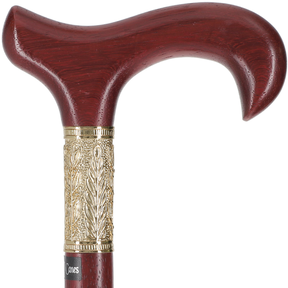 Padauk Derby Cane: Jeweler-Designed Gold Leaf Collar