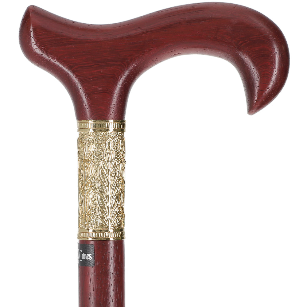 Padauk Derby Cane: Jeweler-Designed Gold Leaf Collar