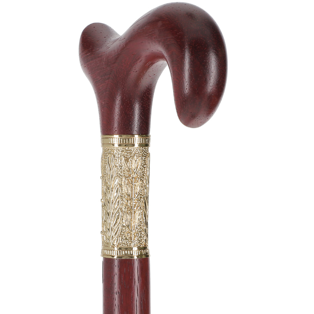 Padauk Derby Cane: Jeweler-Designed Gold Leaf Collar