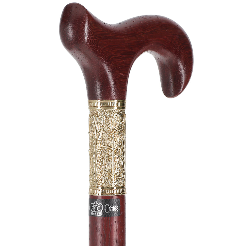 Padauk Derby Cane: Jeweler-Designed Gold Leaf Collar