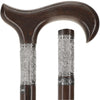 Scratch and Dent Hand-Made Wenge Derby Walking Cane w/ Pewter Leaf Silver Collar V2385