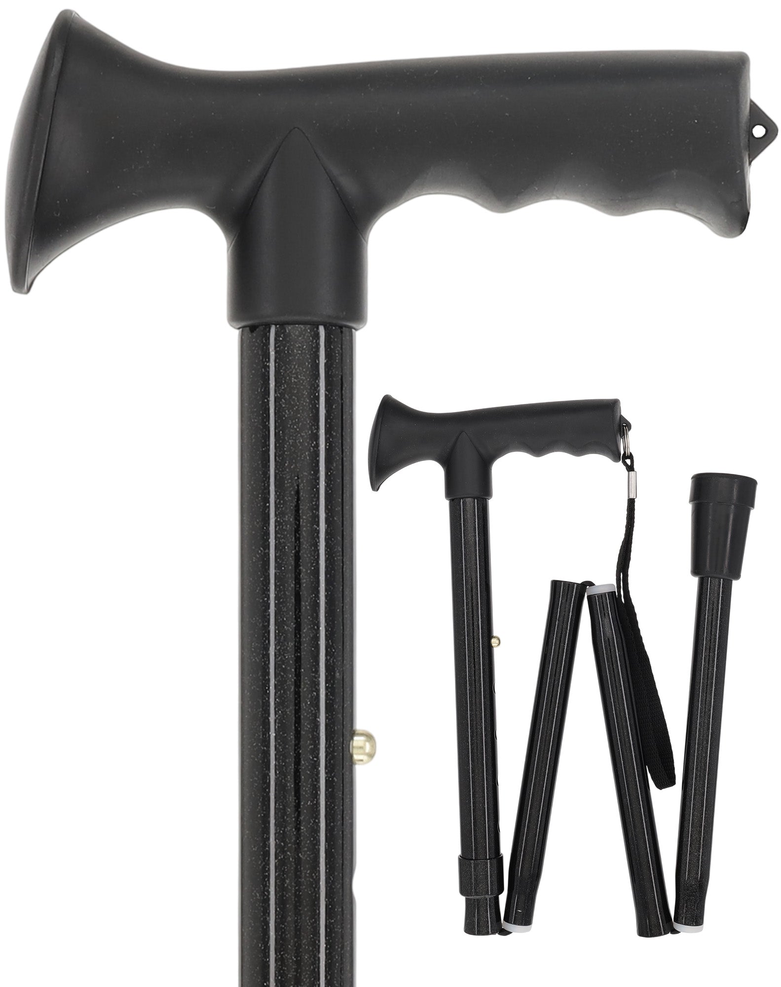 Comfort Grip Black Adjustable Folding Walking Cane