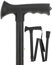Comfort Grip Black Adjustable Folding Walking Cane