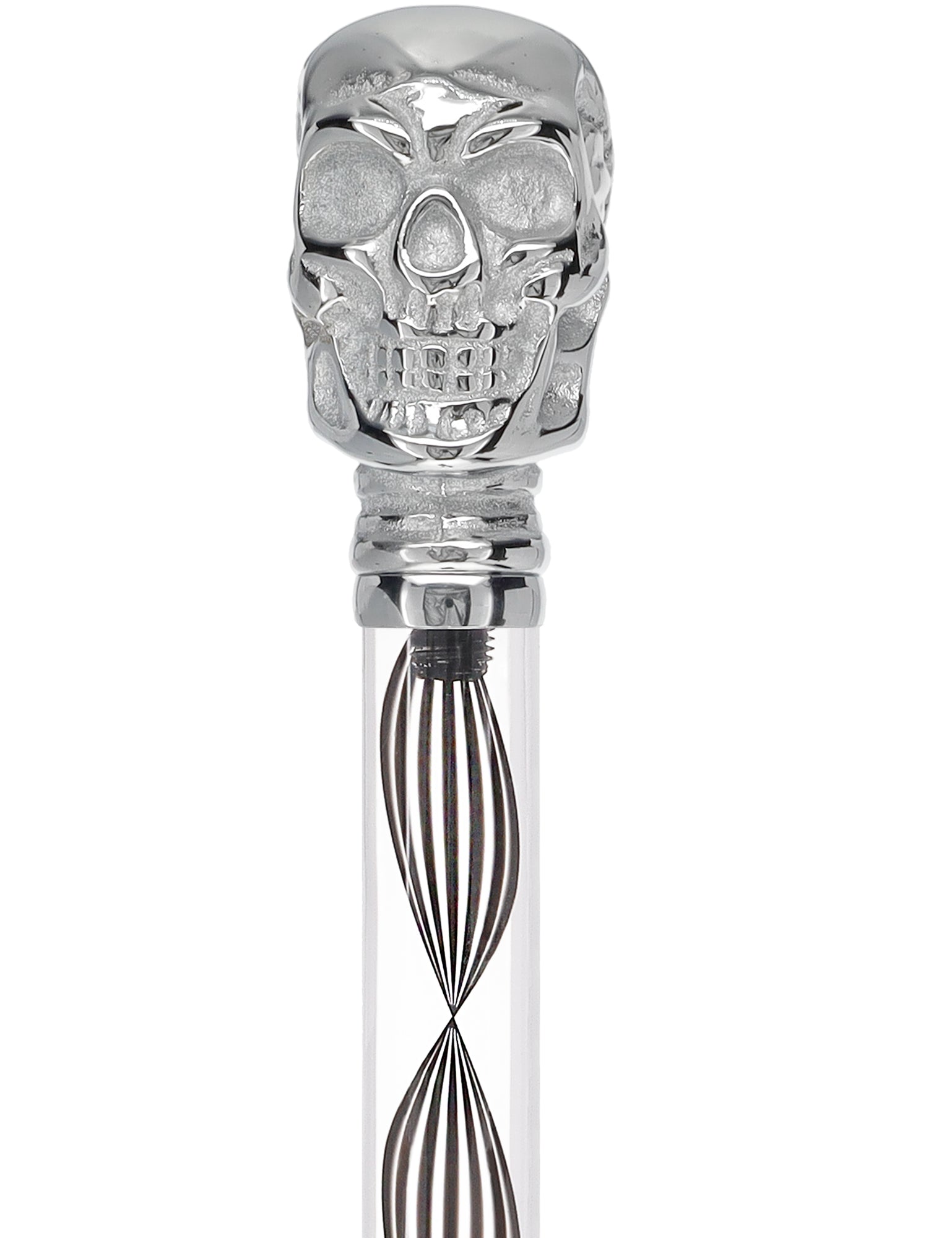 Crystal Elegance Chrome Skull Cane with Invisible Acrylic Shaft Options