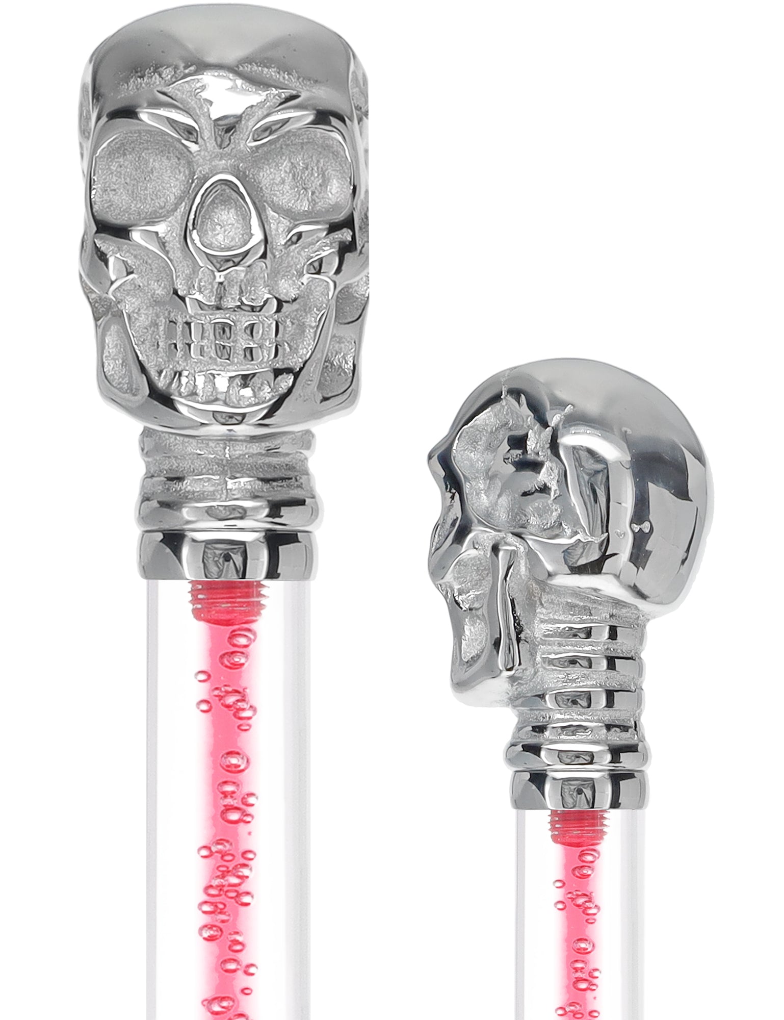 Color Crystal Elegance Chrome Skull Cane with Invisible Acrylic Shaft Options