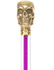 Color Crystal Elegance Brass Skull Cane with Invisible Acrylic Shaft Options