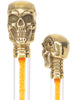 Color Crystal Elegance Brass Skull Cane with Invisible Acrylic Shaft Options