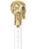 Crystal Elegance Brass Skull Cane with Invisible Acrylic Shaft Options