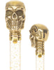 Crystal Elegance Brass Skull Cane with Invisible Acrylic Shaft Options