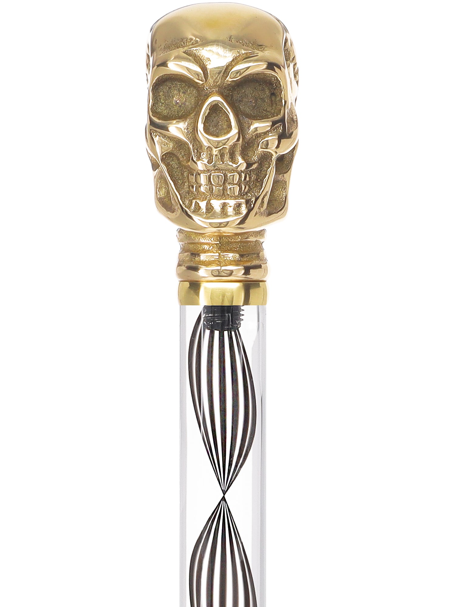 Crystal Elegance Brass Skull Cane with Invisible Acrylic Shaft Options
