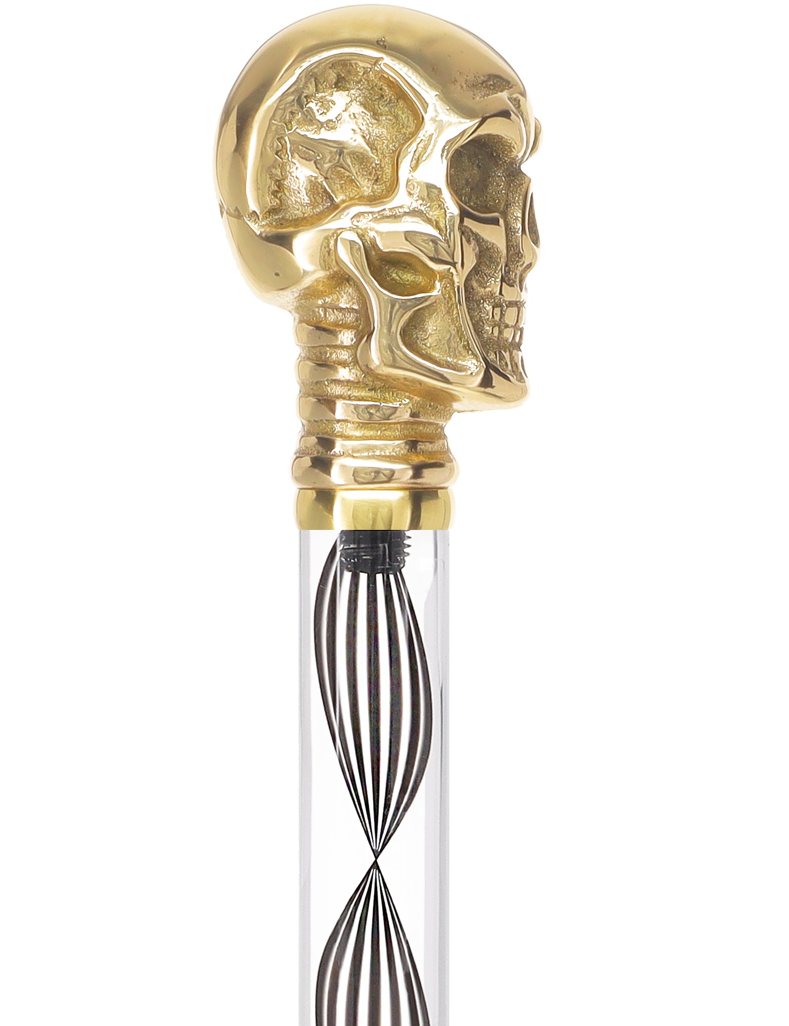 Crystal Elegance Brass Skull Cane with Invisible Acrylic Shaft Options