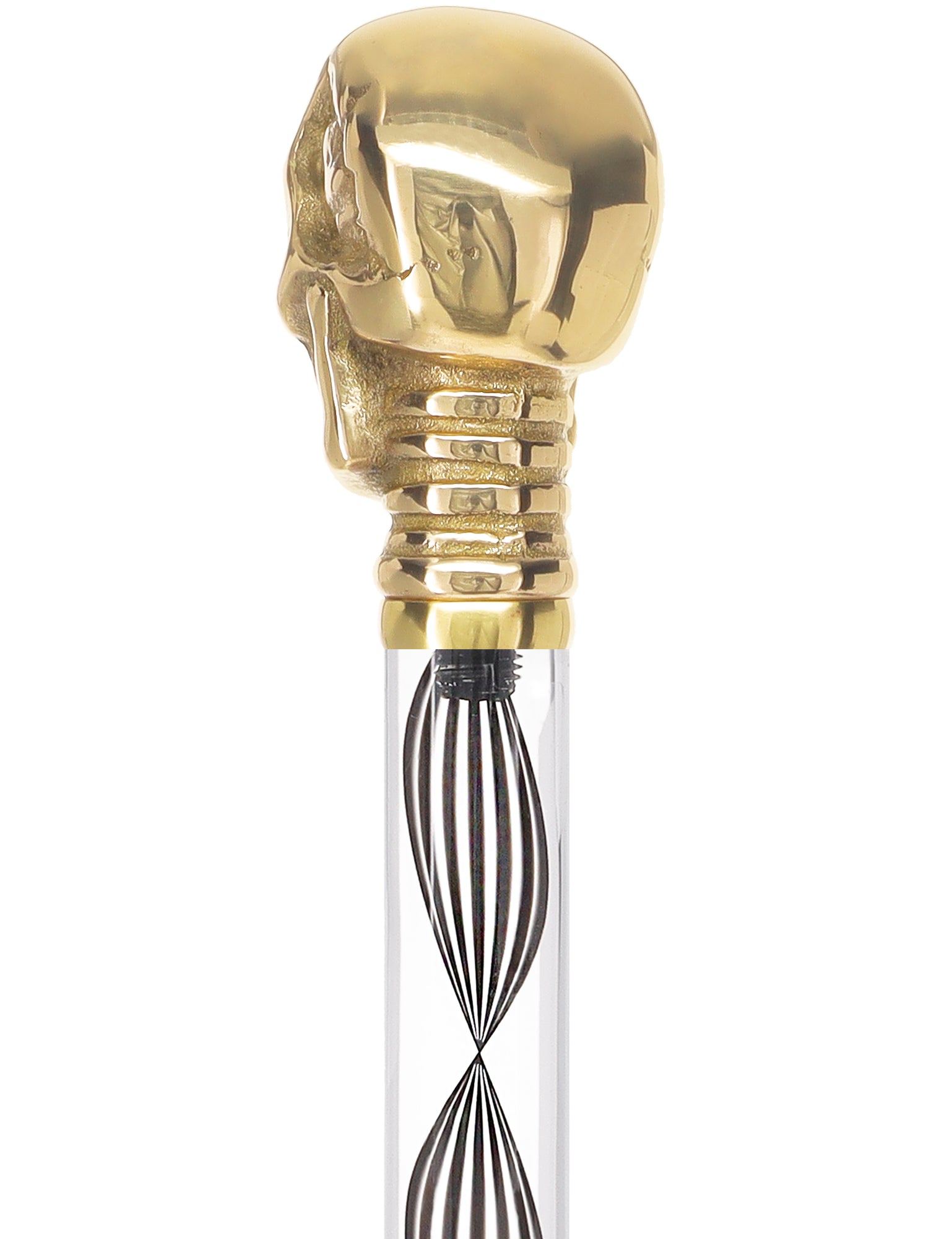 Crystal Elegance Brass Skull Cane with Invisible Acrylic Shaft Options