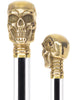 Crystal Elegance Brass Skull Cane with Invisible Acrylic Shaft Options