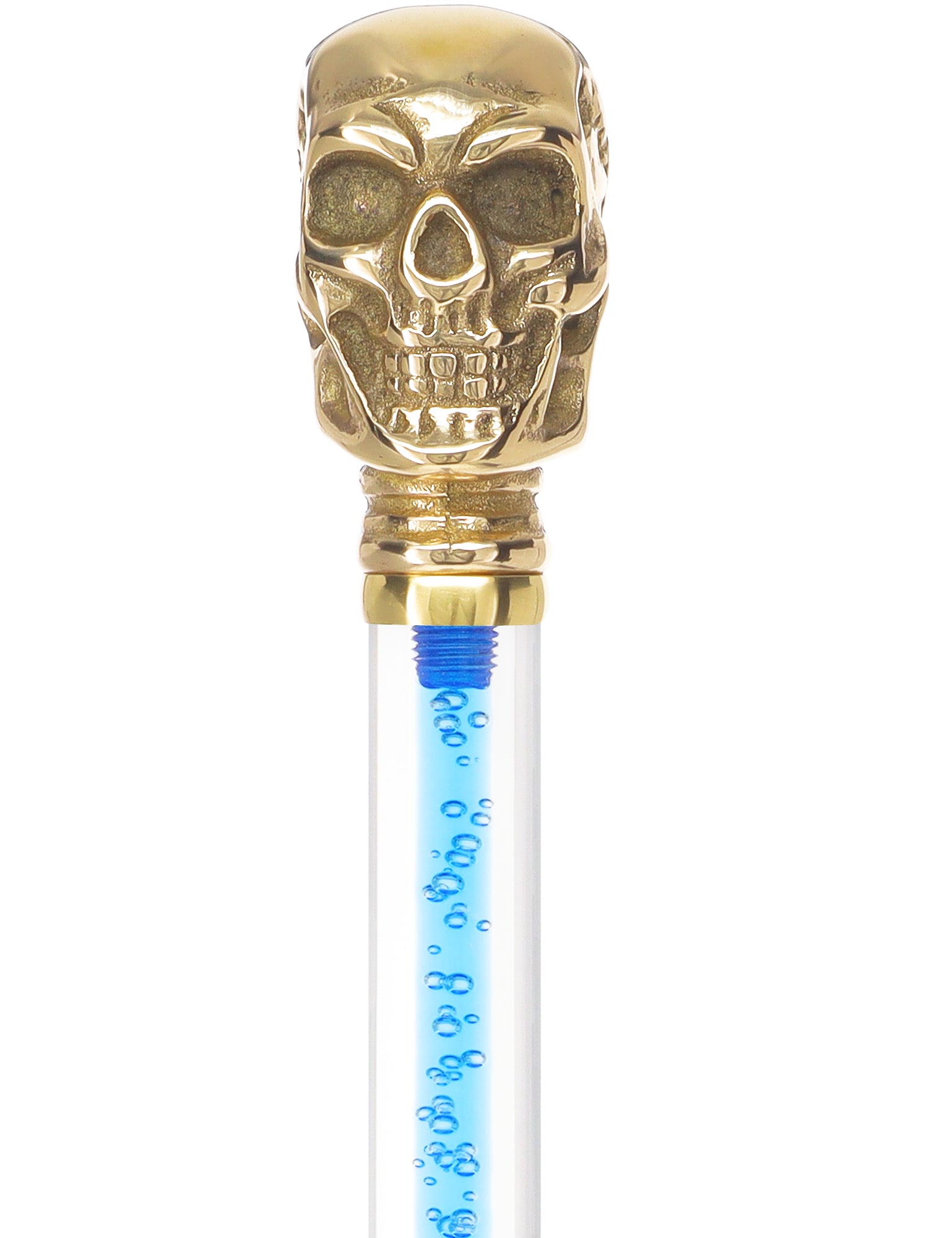 Color Crystal Elegance Brass Skull Cane with Invisible Acrylic Shaft Options