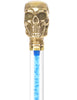 Color Crystal Elegance Brass Skull Cane with Invisible Acrylic Shaft Options