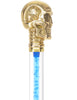 Color Crystal Elegance Brass Skull Cane with Invisible Acrylic Shaft Options