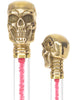 Color Crystal Elegance Brass Skull Cane with Invisible Acrylic Shaft Options