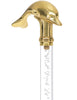 Crystal Elegance Brass Dolphin Cane with Invisible Acrylic Shaft Options