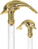 Crystal Elegance Brass Dolphin Cane with Invisible Acrylic Shaft Options