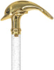 Crystal Elegance Brass Dolphin Cane with Invisible Acrylic Shaft Options