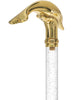 Crystal Elegance Brass Dolphin Cane with Invisible Acrylic Shaft Options