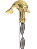 Crystal Elegance Brass Dolphin Cane with Invisible Acrylic Shaft Options