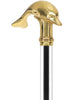 Crystal Elegance Brass Dolphin Cane with Invisible Acrylic Shaft Options