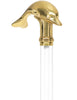 Crystal Elegance Brass Dolphin Cane with Invisible Acrylic Shaft Options