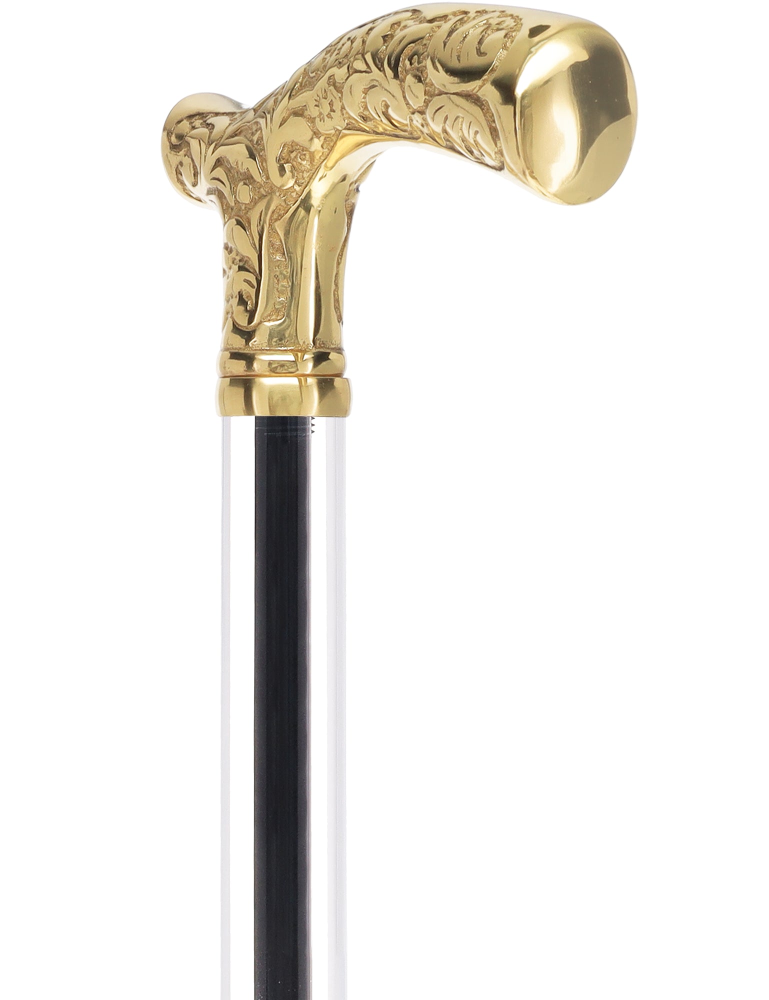 Crystal Elegance Brass Fritz Cane with Invisible Acrylic Shaft Options