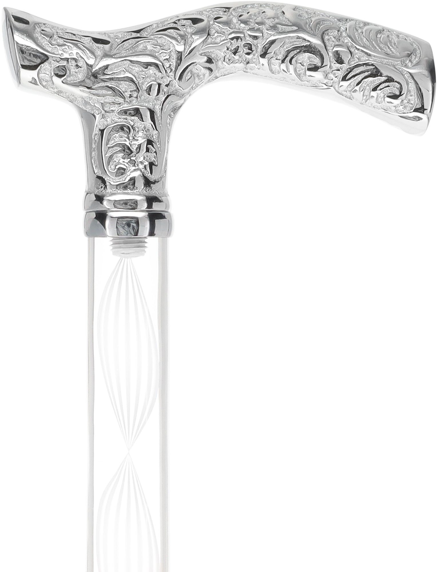 Crystal Elegance Chrome Fritz Cane with Invisible Acrylic Shaft Options
