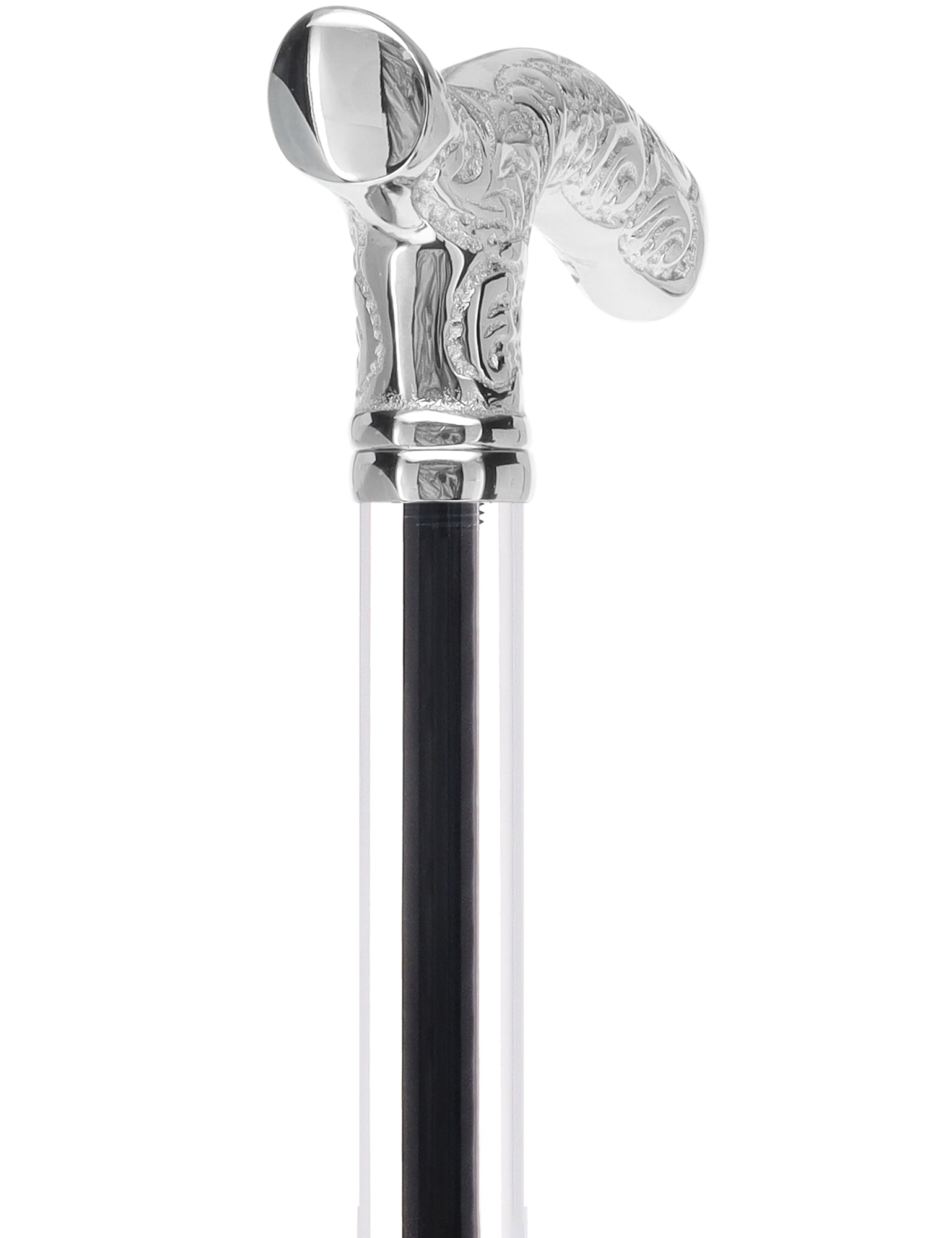 Crystal Elegance Chrome Fritz Cane with Invisible Acrylic Shaft Options