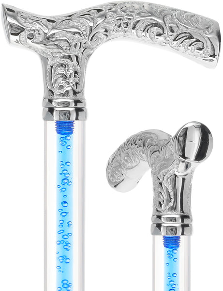 Color Crystal Elegance Chrome Fritz Cane with Invisible Acrylic Shaft Options