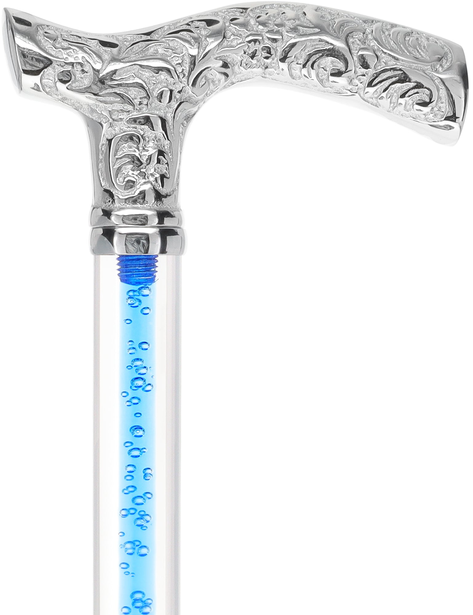 Color Crystal Elegance Chrome Fritz Cane with Invisible Acrylic Shaft Options