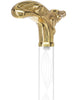 Crystal Elegance Brass Alligator Cane with Invisible Acrylic Shaft Options