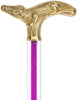 Color Crystal Elegance Brass Alligator Cane with Invisible Acrylic Shaft Options