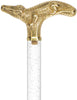 Crystal Elegance Brass Alligator Cane with Invisible Acrylic Shaft Options