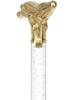 Crystal Elegance Brass Alligator Cane with Invisible Acrylic Shaft Options