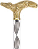 Crystal Elegance Brass Alligator Cane with Invisible Acrylic Shaft Options