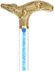 Color Crystal Elegance Brass Alligator Cane with Invisible Acrylic Shaft Options