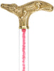 Color Crystal Elegance Brass Alligator Cane with Invisible Acrylic Shaft Options