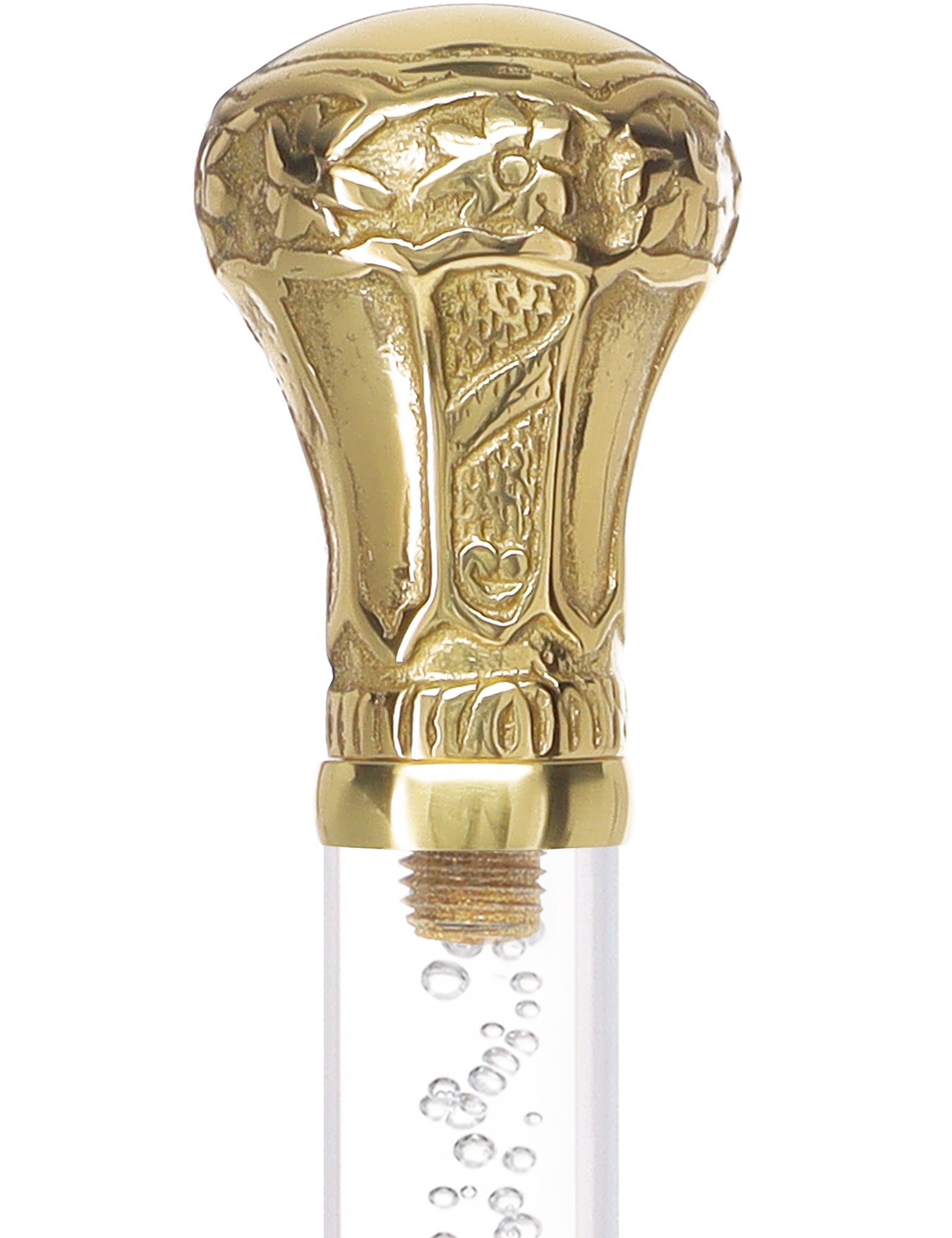 Crystal Elegance Brass Knob Cane with Invisible Acrylic Shaft Options